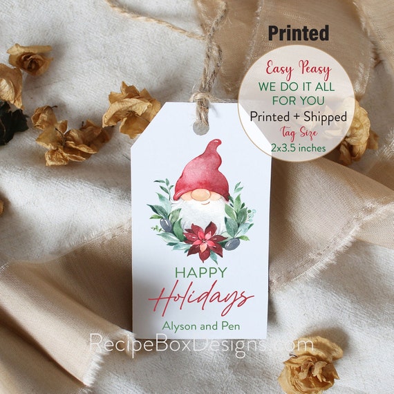 Happy Holidays Gnome Gift Tags, Merry Christmas Tag, Christmas Gnome Gift Tag, Christmas Tags, Holiday Gift Tag with Gnome Happy Holidays