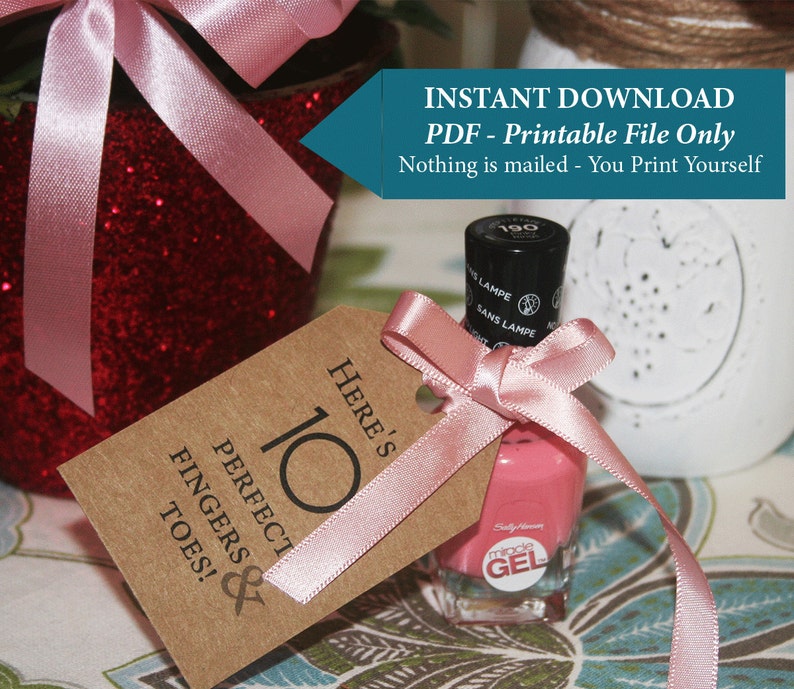 baby shower nail polish favor tags printable