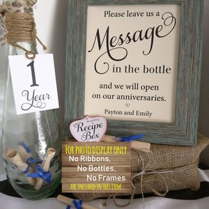 Message In The Bottle with Mini Tags and Sheets of Paper Only Wedding Sign Beach Wedding 8x10 NO Ribbons, Bottle or Frame image 6