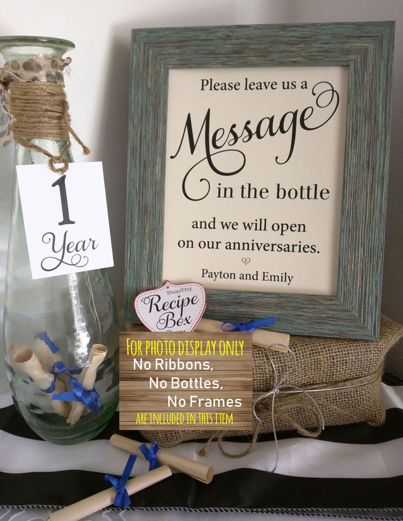 Message In The Bottle with Mini Tags and Sheets of Paper Only Wedding Sign Beach Wedding 8x10 NO Ribbons, Bottle or Frame image 6