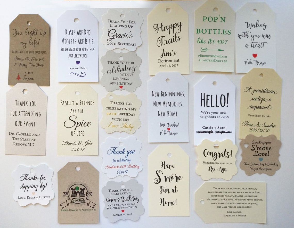 Custom Favor Tags Gift Tags Wedding and Engagement Favor Etsy