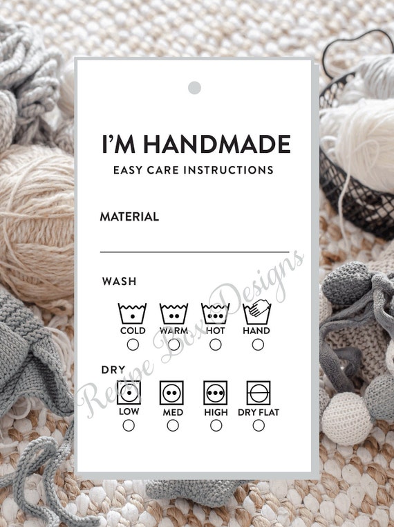 Care Tags Labels, Care Instruction Tags Labels, Care Tags, Care Tag Icons Printed and Shipped
