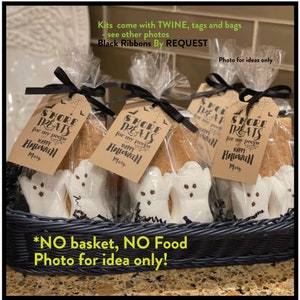 Halloween Smores Favor for Trick or Treats includes the bags and twine, NO Food, S&#39;mores Party Favor Kits = Clear Bag, Tag, Twine &quot;No Food&quot;