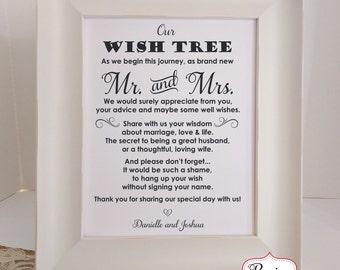 Wedding Wish Tree Please leave your advice and wishes for the new Mr and Mrs Sign, 5x7 or 8x10 Wedding Sign Advice and Wishes Sign NO Frame