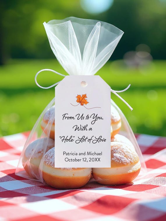 Wedding Favor Tags: Donut Hole Favors, Personalized Thank You, Wedding Favor