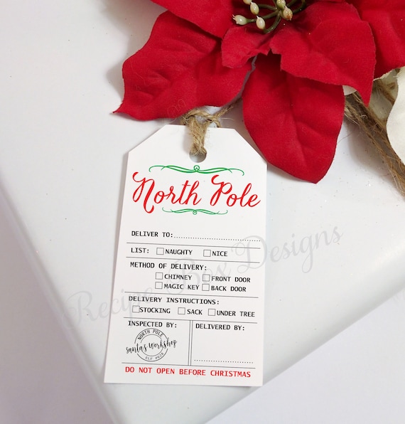 Printable Christmas Tags North Pole, Naughty Nice Digital Christmas Tags, Printable Instant download, Happy Holidays Gift Tags 2.5x4.25
