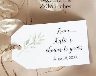 Printed Shower Favor Tags: Greenery Leaves, Personalized Thank You Tags