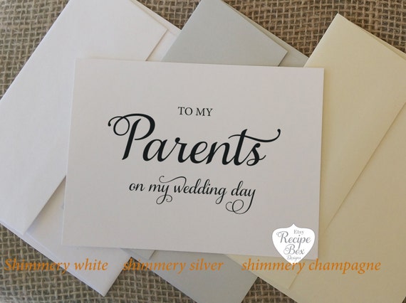 To my Parents on my Wedding Day Cards, Wedding Card, Parents Gift, Gift To Parents, Wedding Gift Cards, Greeting Cards, Wedding Card
