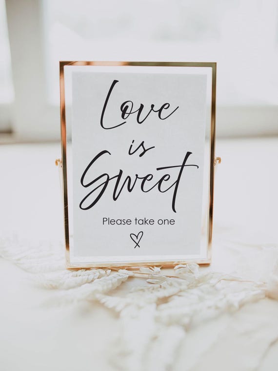 Love is Sweet Dessert Table Sign: Minimalist Wedding Decor (PDF & JPG Digital Download)