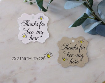 Favor Tags for Honey Jars: Thanks for beeing here, Bridal Shower, Baby Shower Favor, Birthday Party Favor