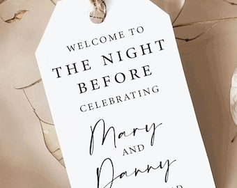 Personalized Rehearsal Dinner Favor Tags: The Night Before