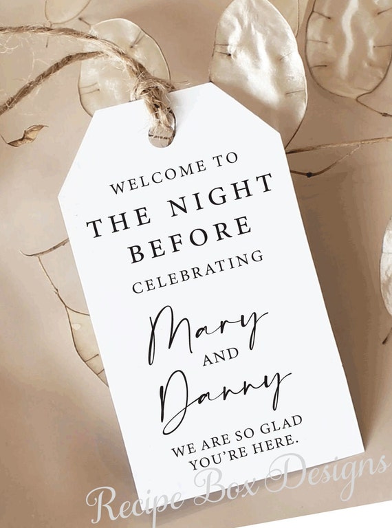 The Night Before Wedding Celebration Favor Tags, Tomorrow Best Day Ever, Rehearsal Dinner Favors, Favor Tags, Night Before Favors Tags