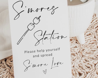 S'mores Station Wedding Sign: Modern Minimalist Printable (Digital Download)