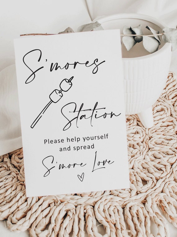 S'more Wedding Sign, Smores Station, Toast a Marshmallow Smores Modern Wedding Signs, minimalist wedding, instant download, Printable Sign