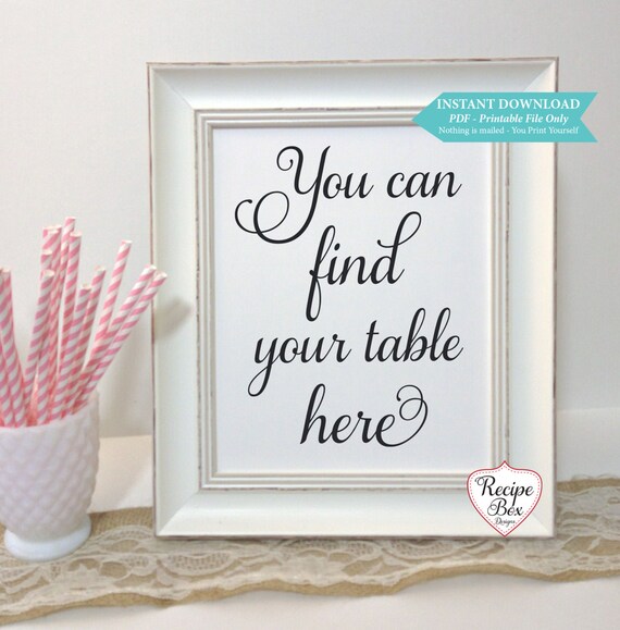 Printable Wedding, Instant Download, Find Your Table Here, Printable Wedding Sign, Printable Wedding, Template, Seating Assignment 8x10