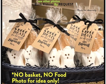 Halloween Smores Favor for Trick or Treats includes the bags and twine, NO Food, S'mores Party Favor Kits = Clear Bag, Tag, Twine "No Food"