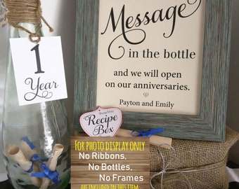 Message In The Bottle with Mini Tags and Sheets of Paper Only Wedding Sign Beach Wedding 8x10- NO Ribbons, Bottle or Frame