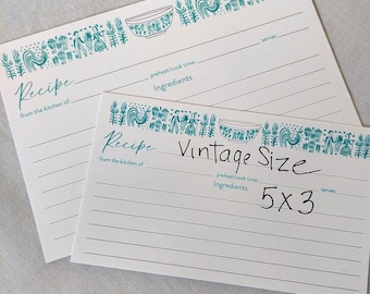Vintage Butterprint Pyrex Recipe Cards: Amish Style, 4x6 or 3x5 Vintage Recipe Cards on Cotton Cardstock