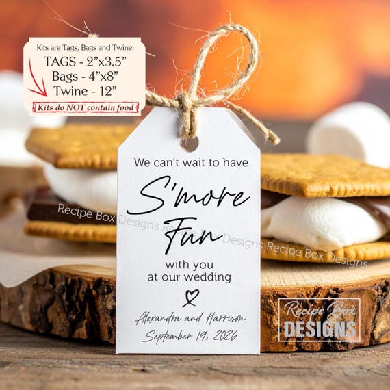 Rehearsal Party S'more Fun Kits, Smore Rehearsal Dinner, We Can't Wait to Have Smore Fun with you at your wedding. Kits have NO Food