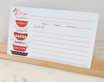 Recipe Cards: Pyrex Inspired Christmas Recipe Cards 3x5 or 4x6 From the Kitchen of, Recipe Cards, Recipe Cards Vintage Size