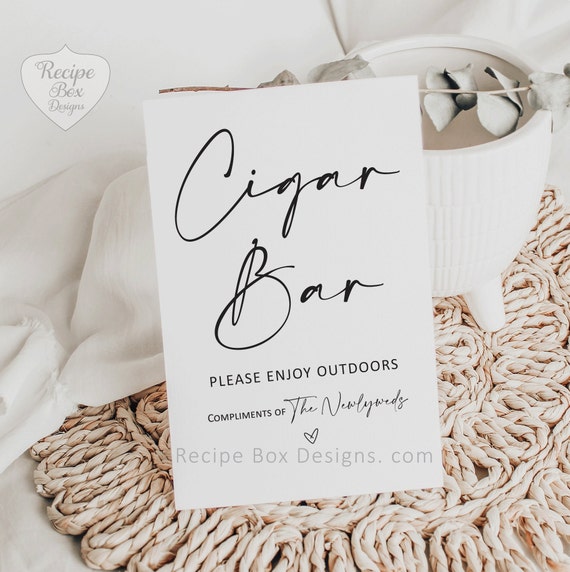 Cigar Bar Printable Wedding Sign, Modern or Minimalist Cigar Signage from the bride and groom, Instant Download Printable Sign wedding favor