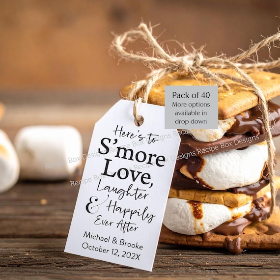 S'more Love Laughter Wedding Favor Tags: Personalized DIY Kits (Pack of 40)