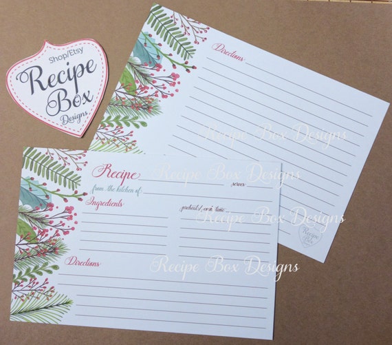 Christmas Recipe Cards, Holiday Recipe Cards, Recipe Cards, Printed Recipe Cards, Mom Gift, Kitchen Gift, Housewarming, 4x6 - 13-200