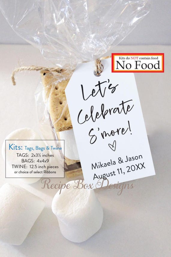 S'mores, Let's Celebrate Smore Favor Kit, Smore Love, Rustic Wedding Favor Smores Bar, Smore Favor Kit with Tags, Bags, Twine and No Food