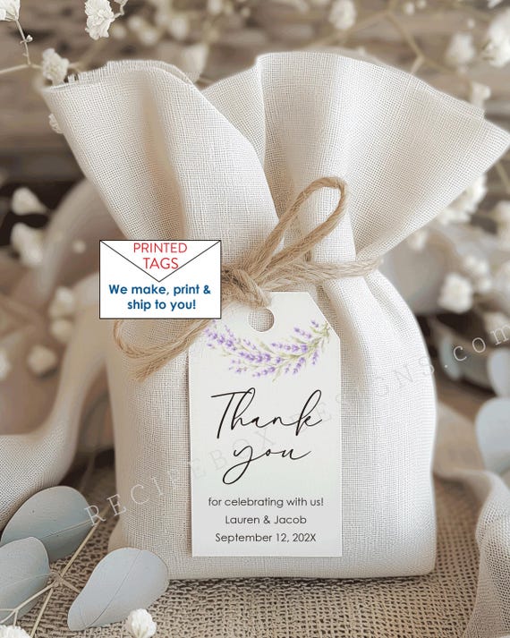 Printed Lavender Wedding Favor Tags: Elegant Floral Thank You  for Celebrating with us