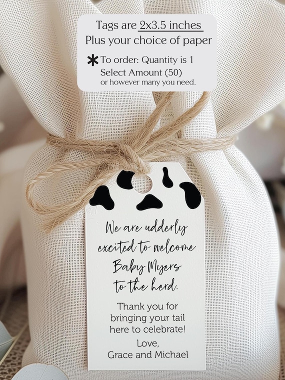 Highland Cow Baby Shower Favor Tags, Holy Cow Country Baby Shower Favor Tags, Gift tag for Baby Shower, Cow Thank you baby shower