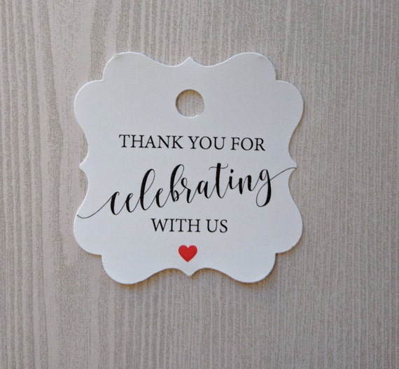 Printed Wedding favor tag, Thank you for celebrating with us tags, Custom tags, Bridal shower Favor tag