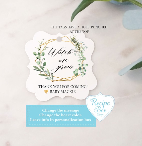 Watch me grow printed greenery succulent favor tags baby showers let love grow bridal shower favor tag Small Favor Tags, TAGS Only, no plant