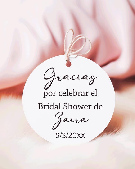 Bridal Shower Spanish and English; Thank you for celebrating, por celebrar Bridal Shower - Round Tags