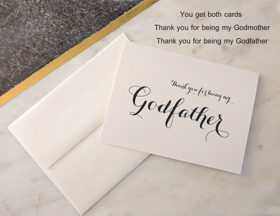 Thank you for being my Godmother, Godfather Card, Both Godmother and Godfather Cards, Thank you Card Set of 2 Cards for Godparents