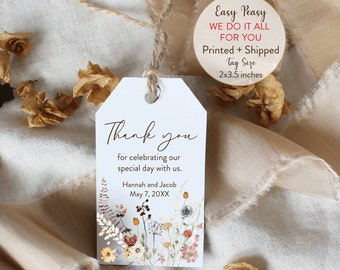 Printed or Printable Tags Wildflower favor tag, bridal favor tags, Boho Shower, Bridal, Wedding, Minimalist Shower, Floral Tags