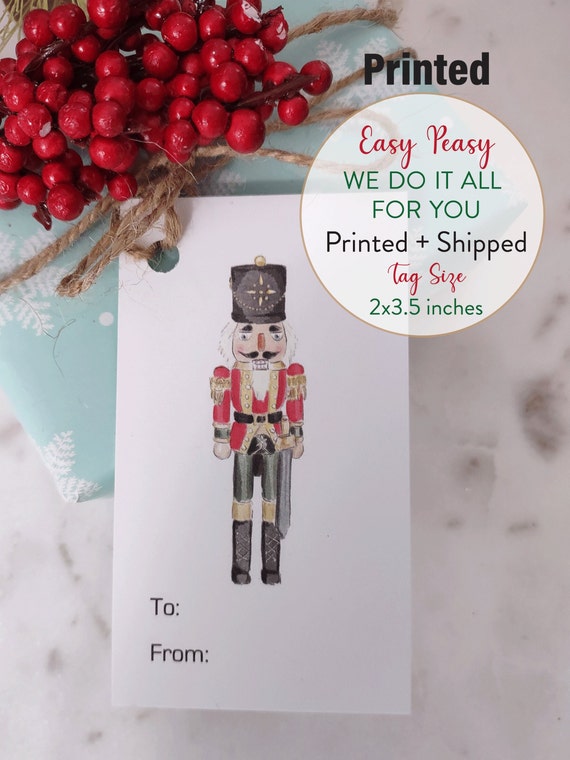 Nutcracker Holiday Tag, Vintage Christmas Tag, Merry Christmas Gift Tag, Nutcracker Favor Tag, Holiday Tags, Nutcracker - Sets of 12