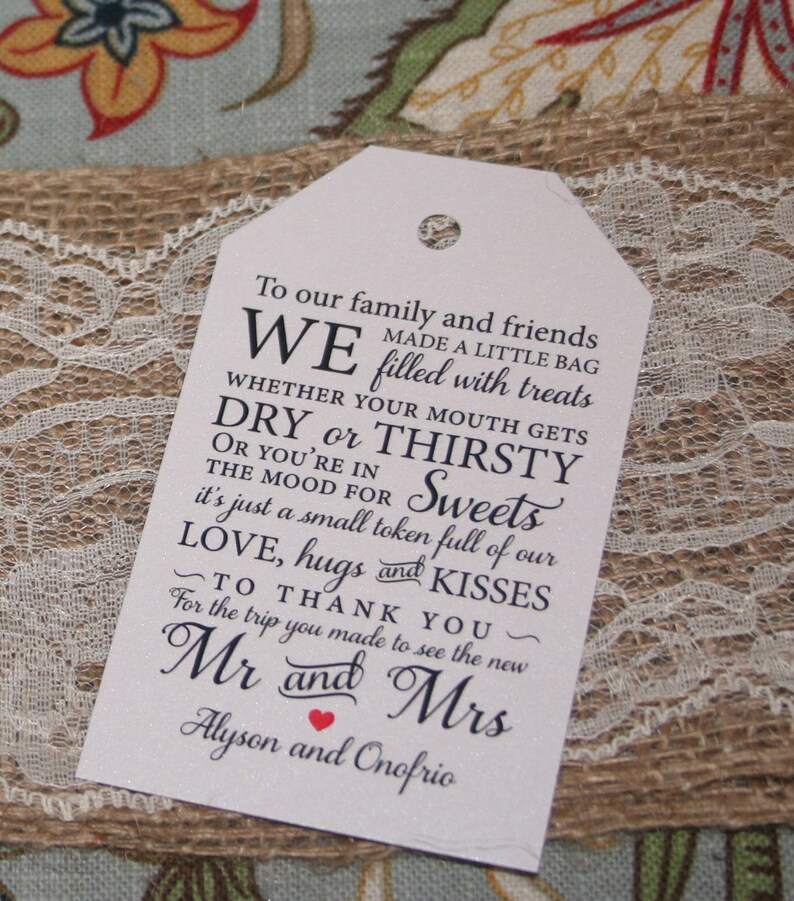 Personalized Wedding Welcome Bag Tags: Family & Friends Gift, Welcome Out Of Town Guests Tag image 2