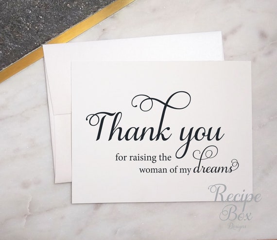 Thank you for raising the man of my dreams, Greeting cards for weddings In Laws Card, Thank you for Mother In Law, Wedding Day Card