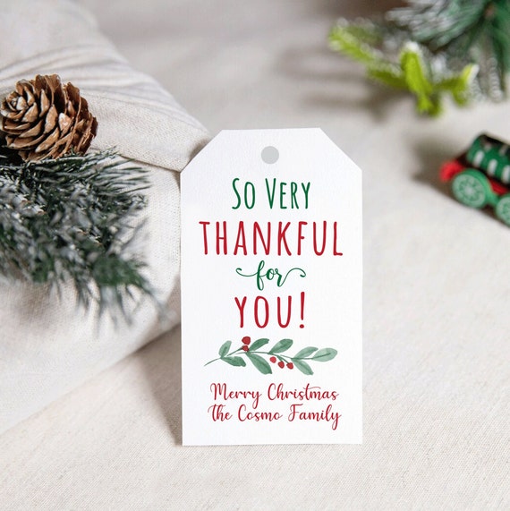 So Very Thankful, Tags, Give Thanks, Merry Christmas, Happy Holidays, Holiday Party Favor Tag, Thank you tags, Christmas So Very Thankful