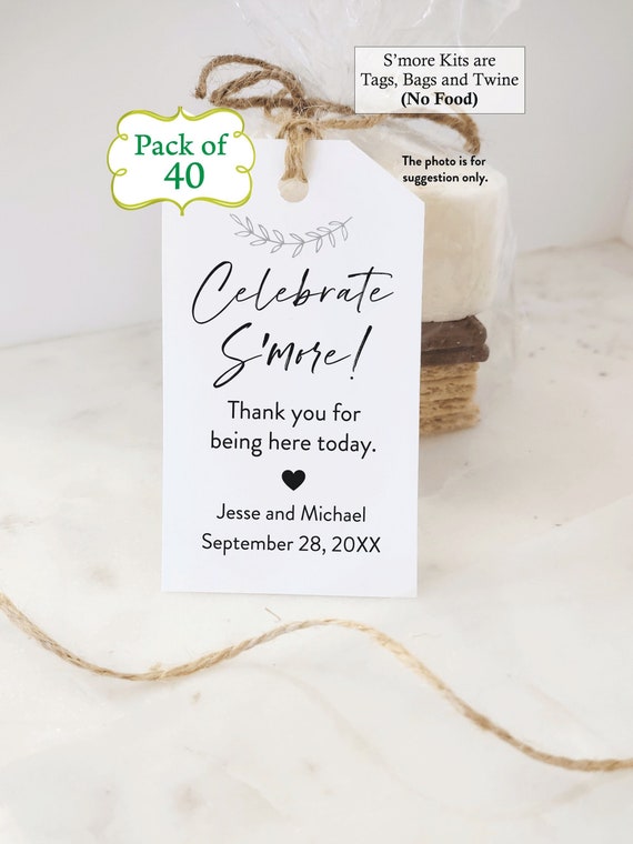 Smore Kits | Pack of 40 Tags or DIY Kits | NO Food Comes with Kits | Celebrate Smore Love | Tags or Kits Option | Rustic Wedding Favor tags