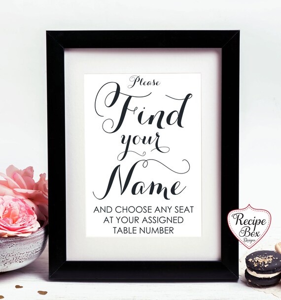 Find your Seat Here, Seating Chart Sign, Directional Wedding Signs, Assigned Table Number Signage, Wedding Sign -Select Size