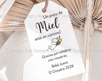 Spanish Honey Favor Tags: Baby Shower Etiquetas de Recuerdo printed in Spanish
