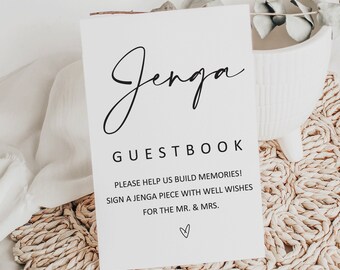 Jenga Guest Book Sign: Minimalist Wedding Decor (Digital Download)