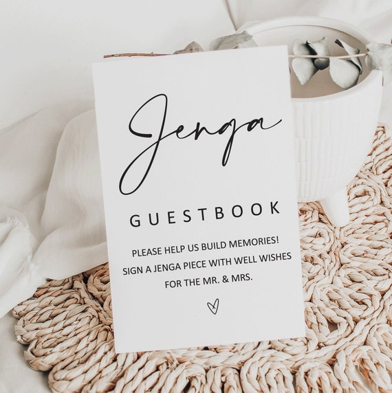 Jenga Guest Book Sign, Sign our Jenga Wedding Guest Book Modern minimalist wedding signs, instant download, wedding signs, Printable Sign