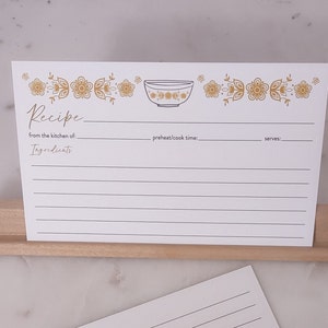 Butterfly Gold Pyrex Inspired Recipe Cards, Recipe Cards, From the Kitchen of, Pyrex Recipe Cards, Recipe Cards Choice of Size 3x5 or 4x6