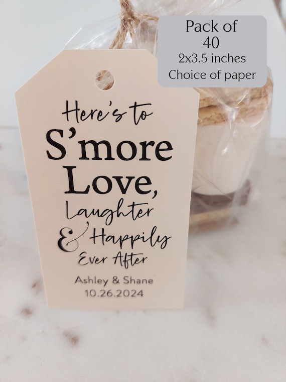 S'more Love Laughter Happily, Pack of 40 Tags or DIY Kits, Heres to Smore Love Laughter Happily Ever After | Tags or Kits Option | No Food