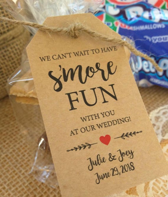 Engagement Party Favors, Can't wait to have S'more Fun, Wedding Favor Tags, Party favors come with Tags, Bags and Twine, Cant wait Smore Fun
