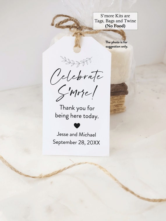 S'mores Party Favor Kits, Celebrate Smore, Rustic Wedding Favor tag Smore with Bags, Tags, Twine, Smore Wedding, Smore Kits have No Food