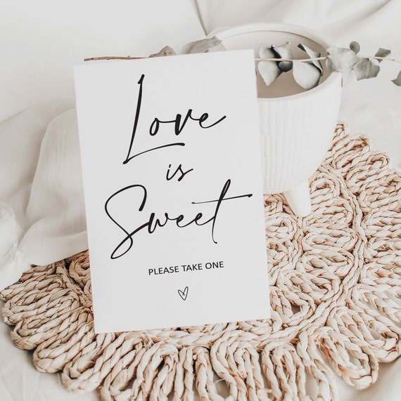 Love is Sweet Dessert Table Sign, Dessert Bar Sign Modern Wedding Signs, minimalist wedding, instant download, wedding signs, Printable Sign