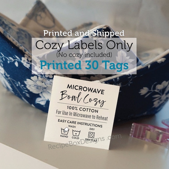 Printed Care Tag for Bowl Cozy, Care Card Tag and Labels for Handmade Microwave Safe Bowl, Soup Bowl Cozy, Care Tag for Bow Cozy